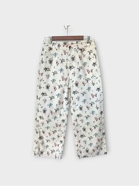 Brixton Margo Cropped Wide Leg Pants in White Cap Flower Print